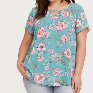 Torrid Floral Keyhole Georgette Blouse